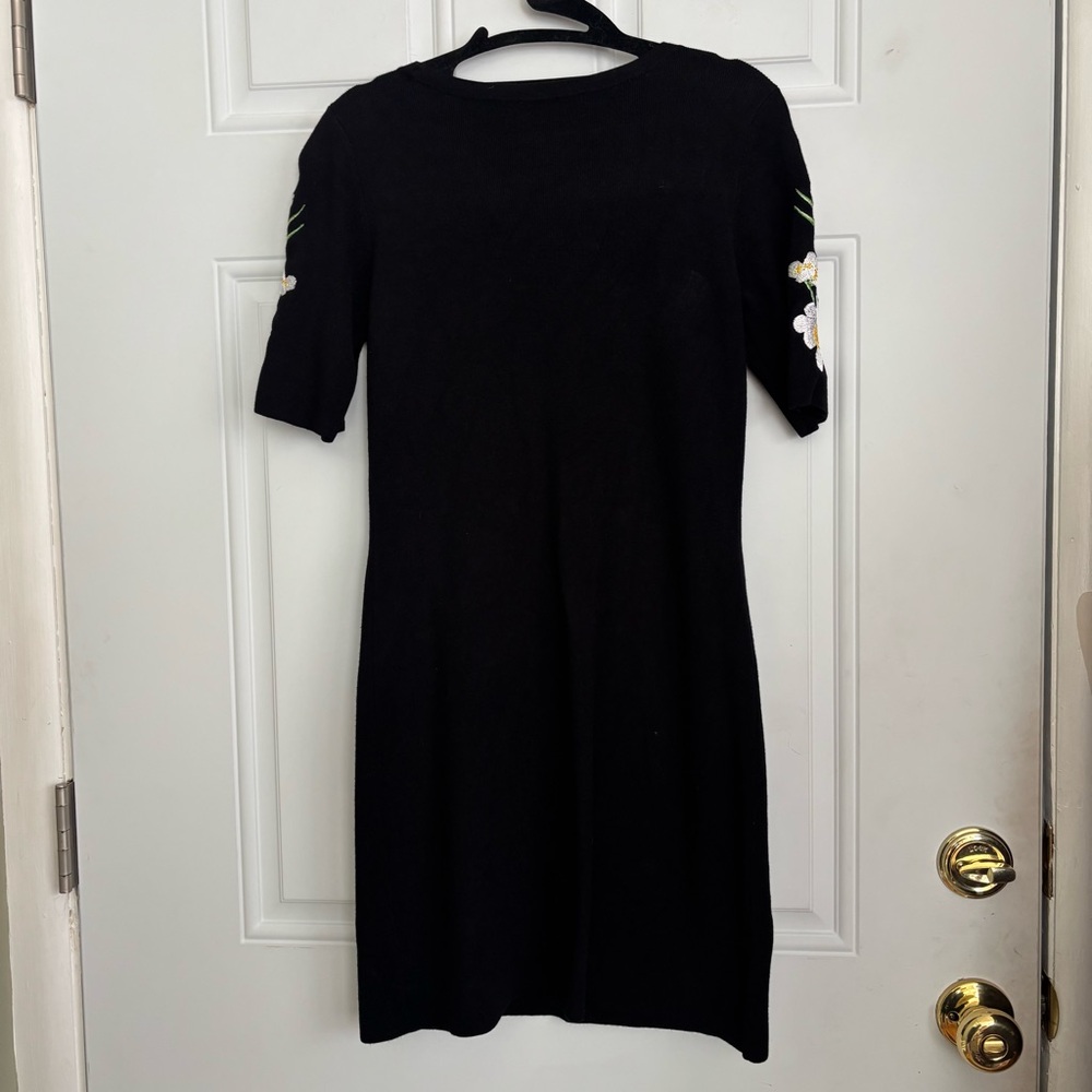 INC International Concepts Black Daisy/ Rose Embroidered Knit Dress, Size Small - Picture 8 of 14